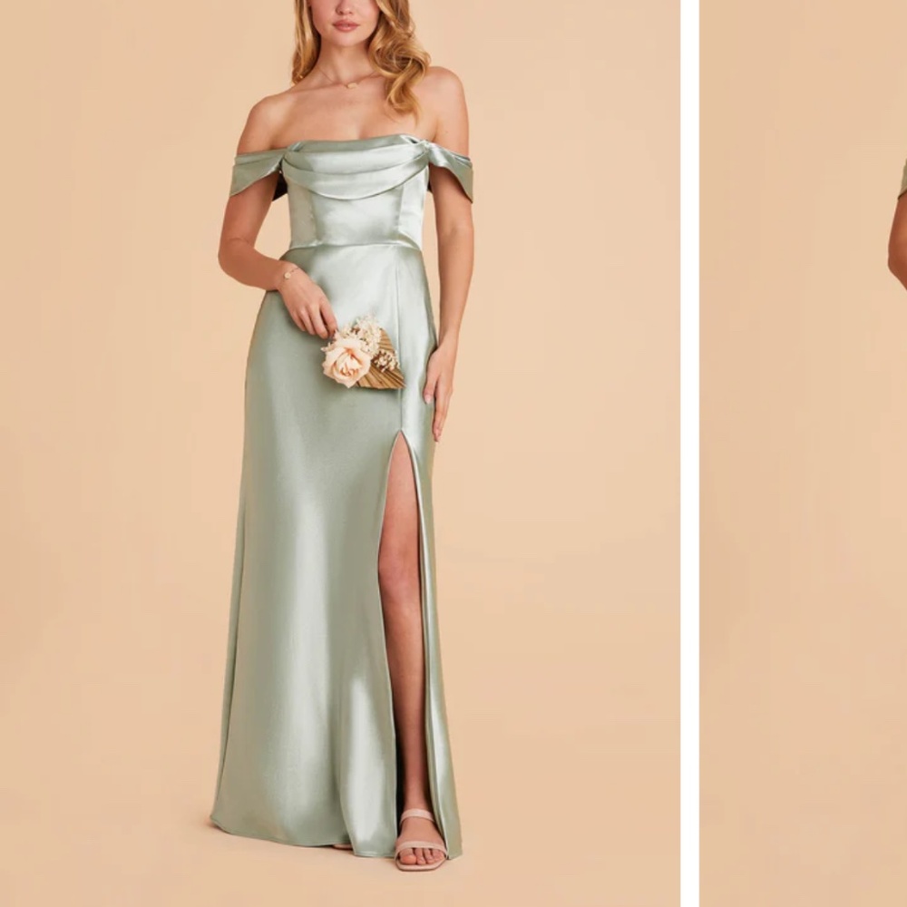 Mia Convertible Dress - Shiny Satin Sage - Picture 1 of 2